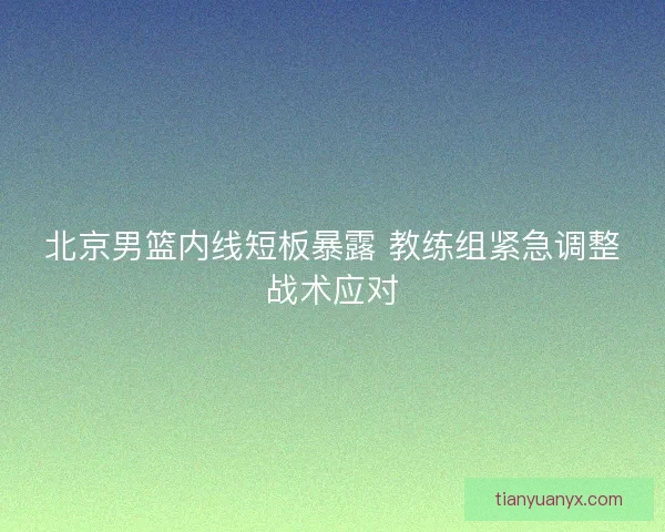 北京男篮内线短板暴露 教练组紧急调整战术应对